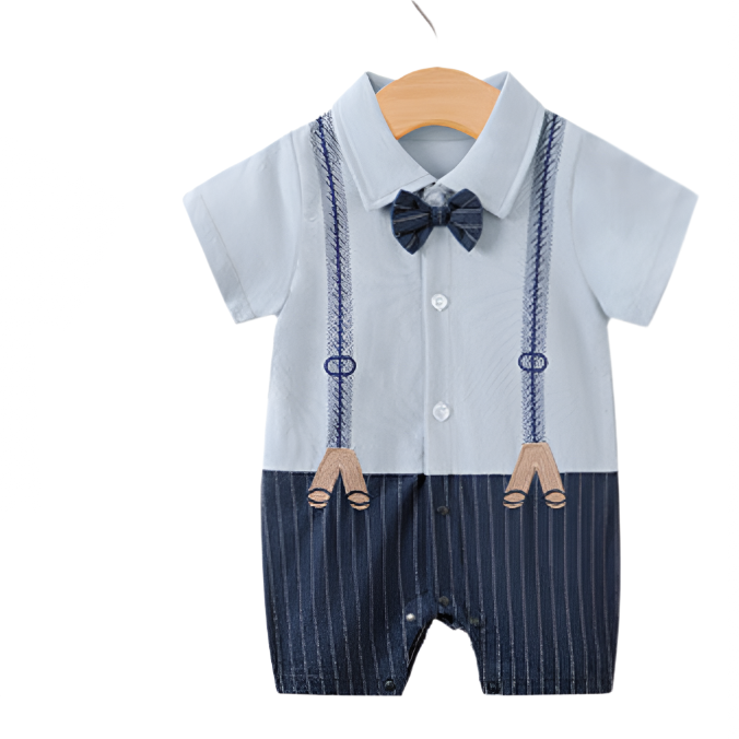 Baby Bodysuit Summer Short Sleeve Baby Full Moon Clothing Newborn Thin Gentleman Ha Clothing Creeper eprolo The Little Baby Brand