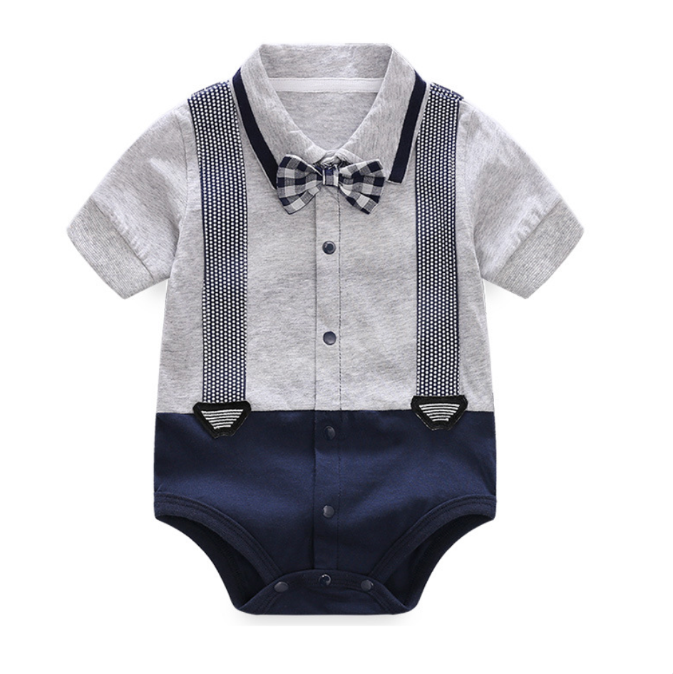 Baby Bodysuit Summer Short Sleeve Baby Full Moon Clothing Newborn Thin Gentleman Ha Clothing Creeper eprolo The Little Baby Brand