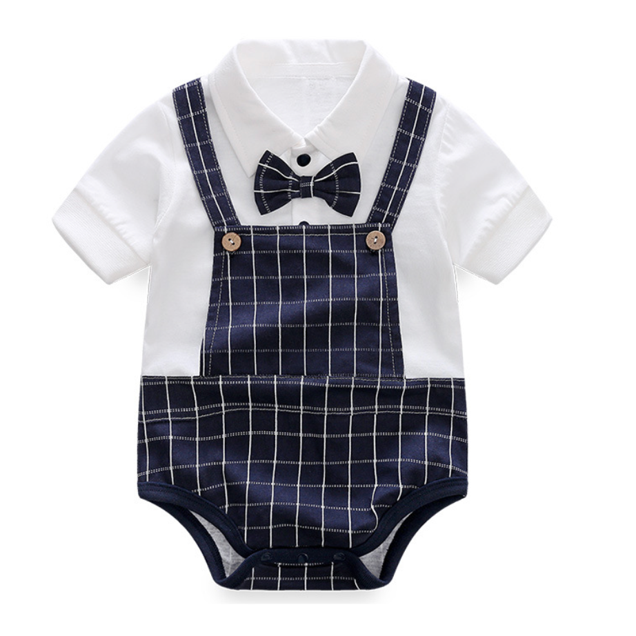 Baby Bodysuit Summer Short Sleeve Baby Full Moon Clothing Newborn Thin Gentleman Ha Clothing Creeper eprolo The Little Baby Brand