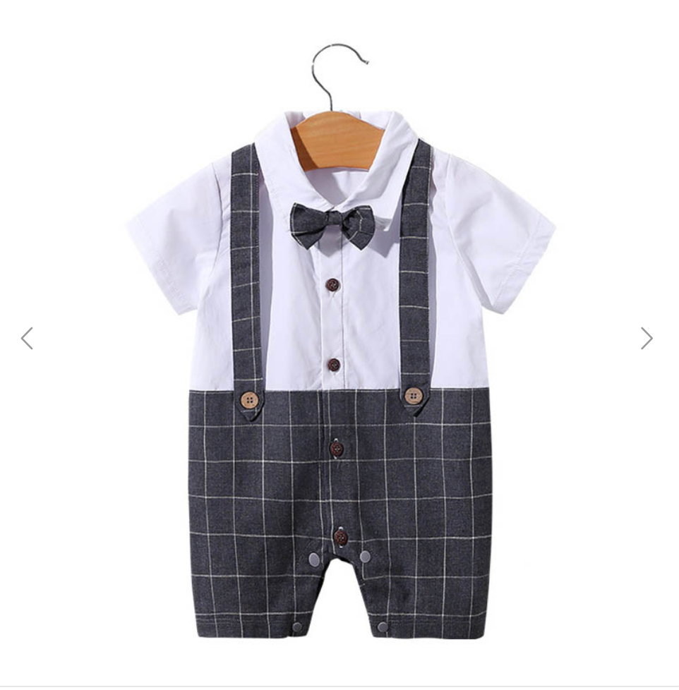 Baby Bodysuit Summer Short Sleeve Baby Full Moon Clothing Newborn Thin Gentleman Romper Creeper eprolo The Little Baby Brand