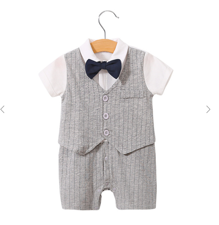 Baby Bodysuit Summer Short Sleeve Baby Full Moon Clothing Newborn Thin Gentleman Romper Creeper eprolo The Little Baby Brand