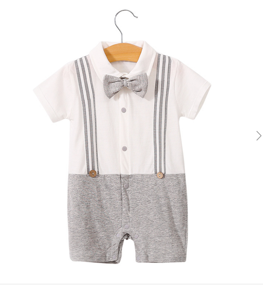 Baby Bodysuit Summer Short Sleeve Baby Full Moon Clothing Newborn Thin Gentleman Romper Creeper eprolo The Little Baby Brand