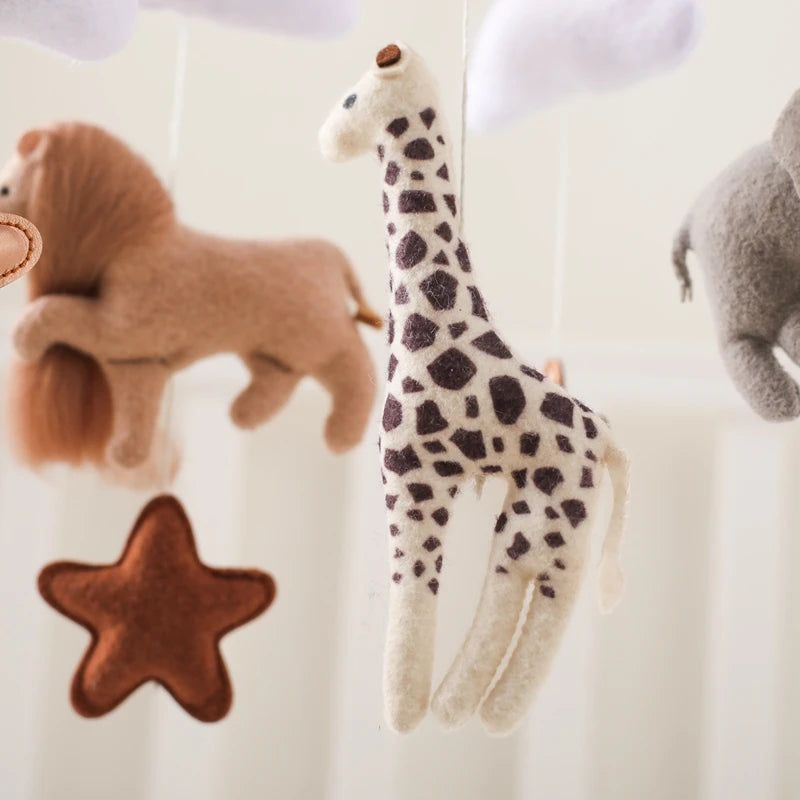 Crib Mobile Bed Bell Wooden Baby Rattles Soft Felt Cartoon Animal Bed Bell Newborn Music Box Hanging Toy Crib Bracket Baby Gifts The Little Baby Brand The Little Baby Brand