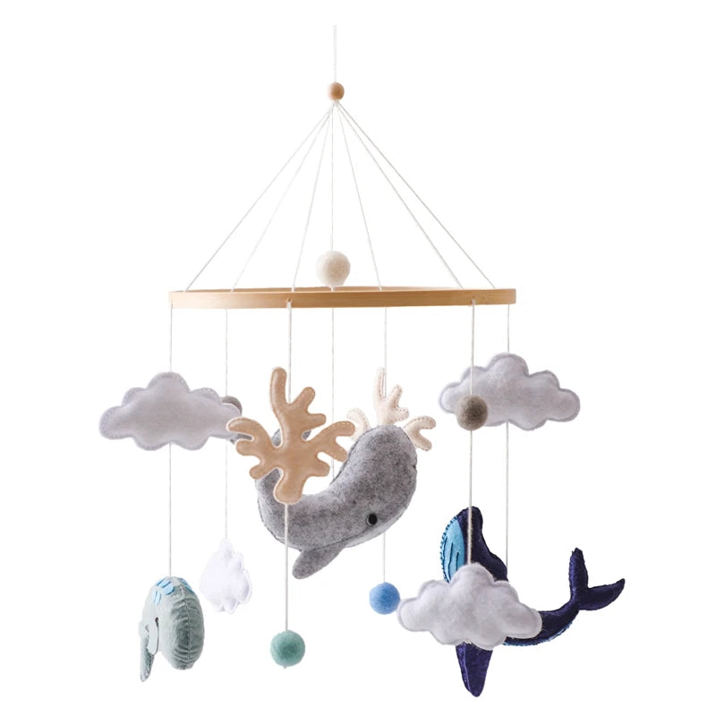 Crib Mobile Bed Bell Wooden Baby Rattles Soft Felt Cartoon Animal Bed Bell Newborn Music Box Hanging Toy Crib Bracket Baby Gifts The Little Baby Brand The Little Baby Brand