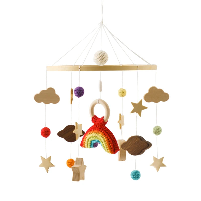 Crib Mobile Bed Bell Wooden Baby Rattles Soft Felt Cartoon Animal Bed Bell Newborn Music Box Hanging Toy Crib Bracket Baby Gifts The Little Baby Brand The Little Baby Brand