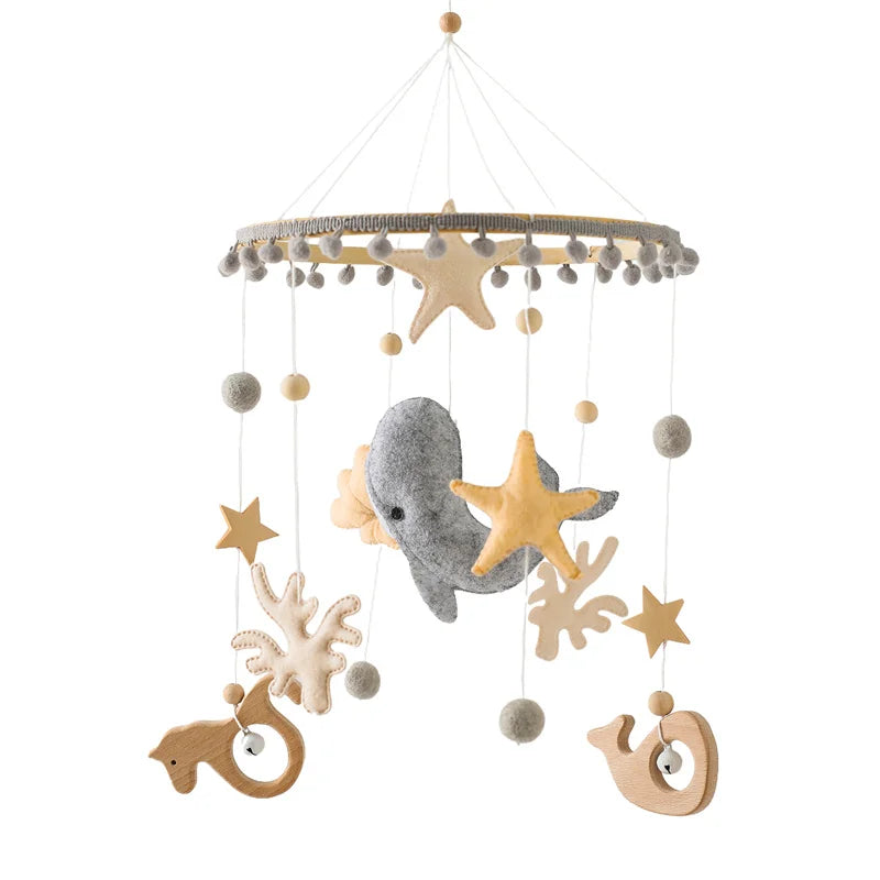 Crib Mobile Bed Bell Wooden Baby Rattles Soft Felt Cartoon Animal Bed Bell Newborn Music Box Hanging Toy Crib Bracket Baby Gifts The Little Baby Brand The Little Baby Brand