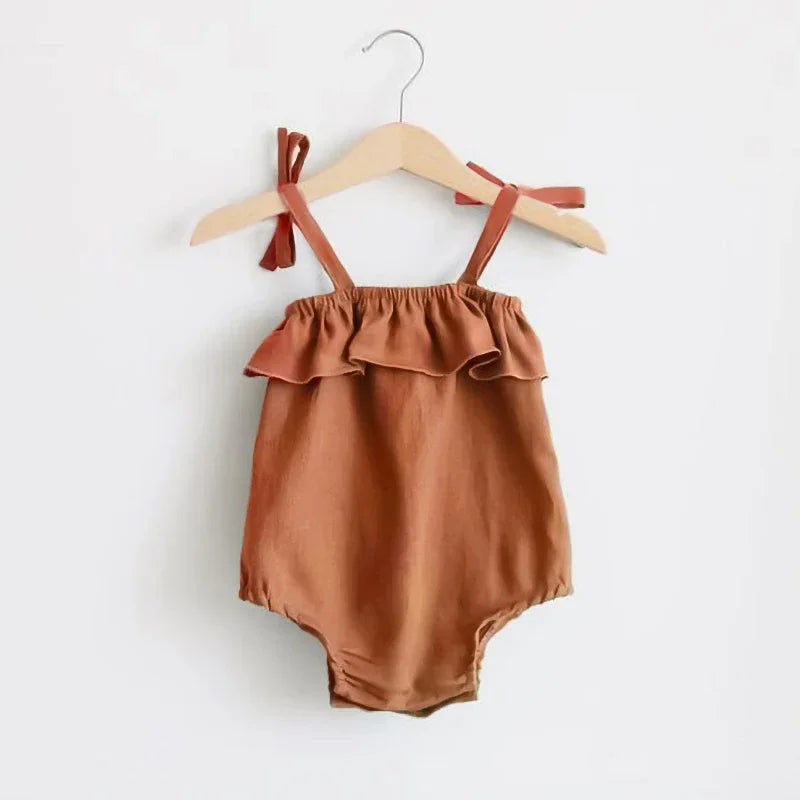 Summer Baby Girls Rompers Solid Cotton Infant Romper Ruffles Slip Strap Kids Playsuit Jumpsuits Onepiece Baby Clothes The Little Baby Brand The Little Baby Brand