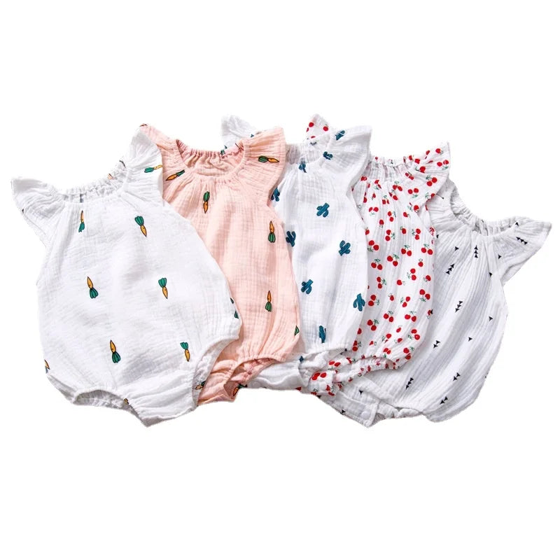 Summer Newborn Infant Baby Girls Romper Muslin Cotton Linen Infant Romper Playsuit Jumpsuit Fashion Baby Clothing The Little Baby Brand The Little Baby Brand