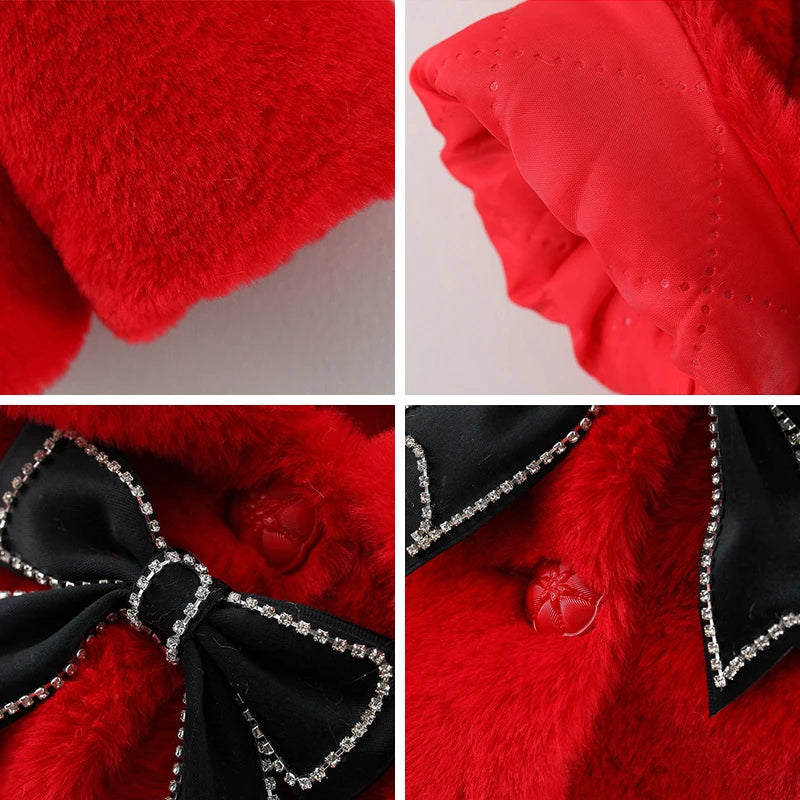 2024 New Winter Jacket For Baby Girl Clothes Fashion Christmas Princess Cloak Autumn Warm Faux Fur Girls Coat Plush Baby Outwear The Little Baby Brand The Little Baby Brand