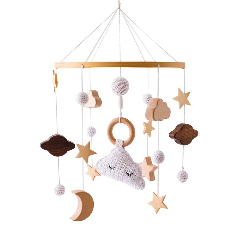 Crib Mobile Bed Bell Wooden Baby Rattles Soft Felt Cartoon Animal Bed Bell Newborn Music Box Hanging Toy Crib Bracket Baby Gifts The Little Baby Brand The Little Baby Brand