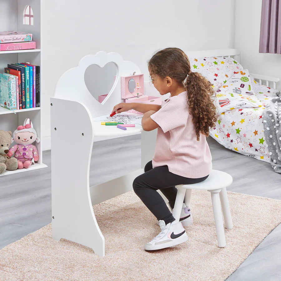 vanity unit White Wooden Dressing Table and Stool Set Liberty House Toys The Little Baby Brand