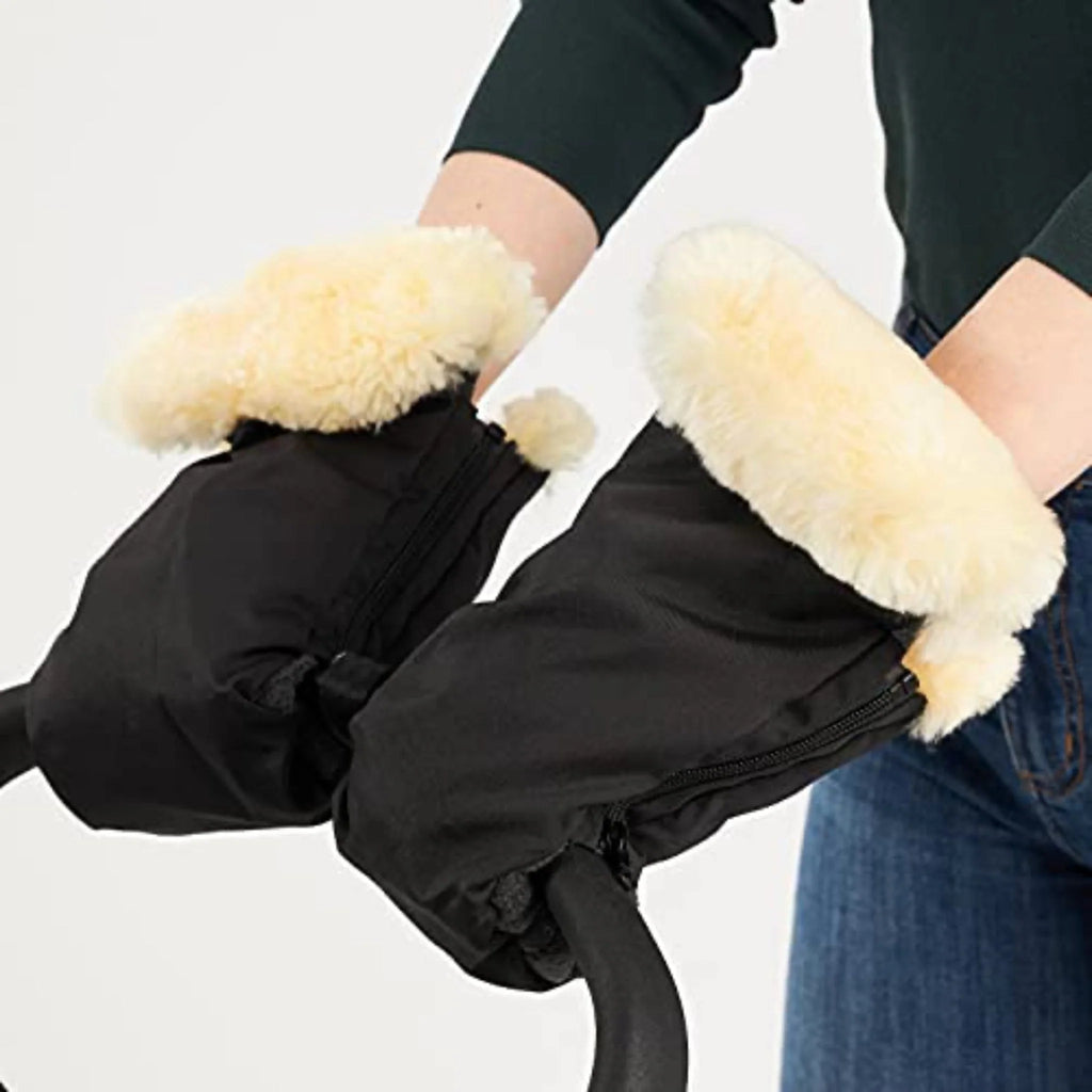 Deluxe Sheepskin Stroller Hand Mittens - Black The Little Baby Brand The Little Baby Brand