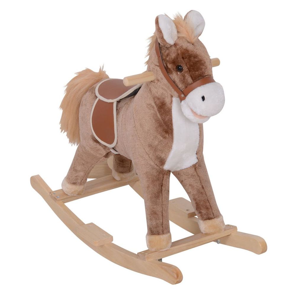 HOMCOM Kids Rocking Horse Wooden Plush Age 3+ Children Ride On Toy Rocker Baby HOMCOM The Little Baby Brand