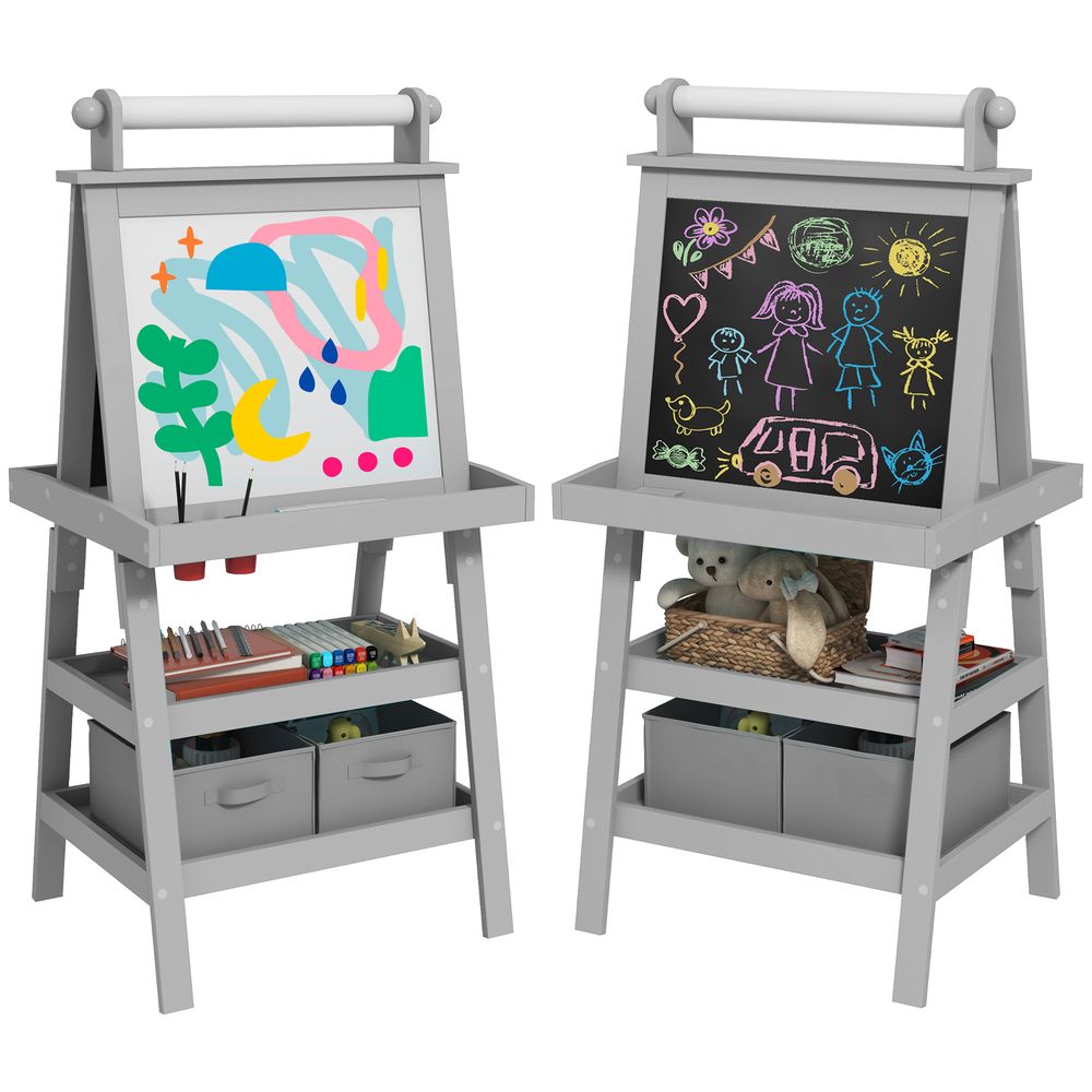 AIYAPLAY Double-Sided Art Easel for Kids w/ Paper Roll, Storage Baskets AIYAPLAY The Little Baby Brand