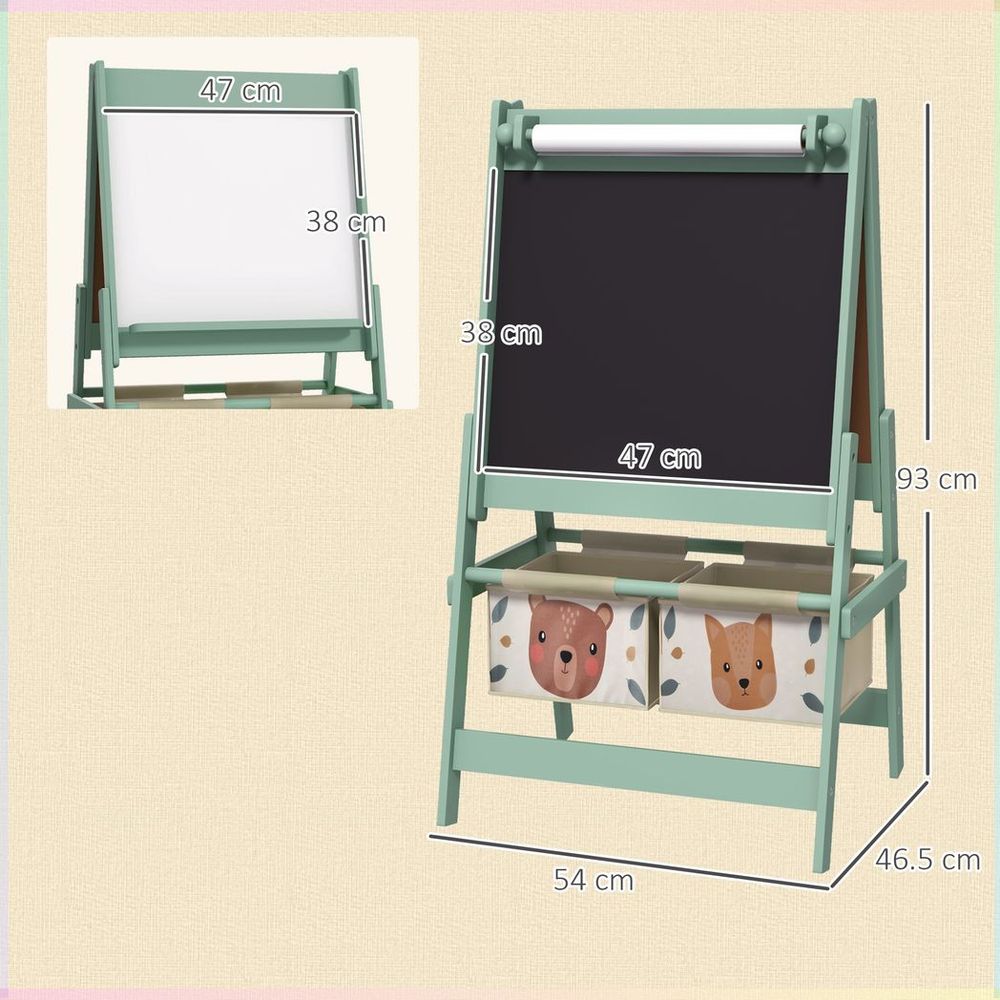 AIYAPLAY Kids Easel with Paper Roll, Blackboard, Whiteboard, Storage, Green AIYAPLAY The Little Baby Brand