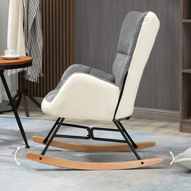 HOMCOM Rocking Chair for Nursery Upholstered Wingback Armchair Grey and Cream HOMCOM The Little Baby Brand