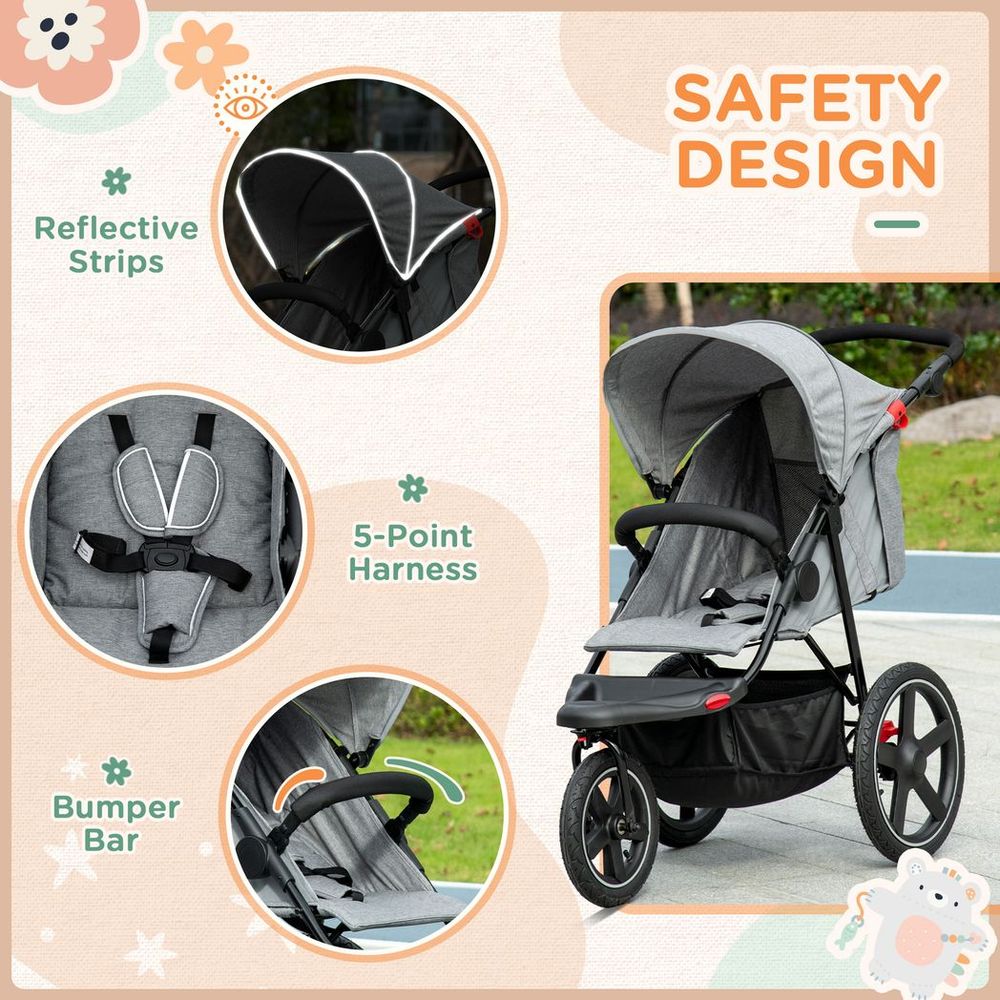 Pushchair Grey - Lightweight Pushchair with Reclining Backrest Avasam The Little Baby Brand