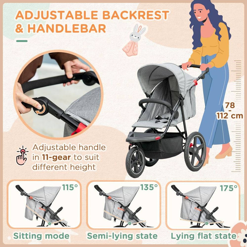 Pushchair Grey - Lightweight Pushchair with Reclining Backrest Avasam The Little Baby Brand