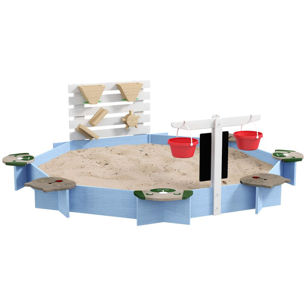 Outsunny Kids Sandbox, Outdoor Playset, for Ages 3-7 Years - Blue Outsunny The Little Baby Brand