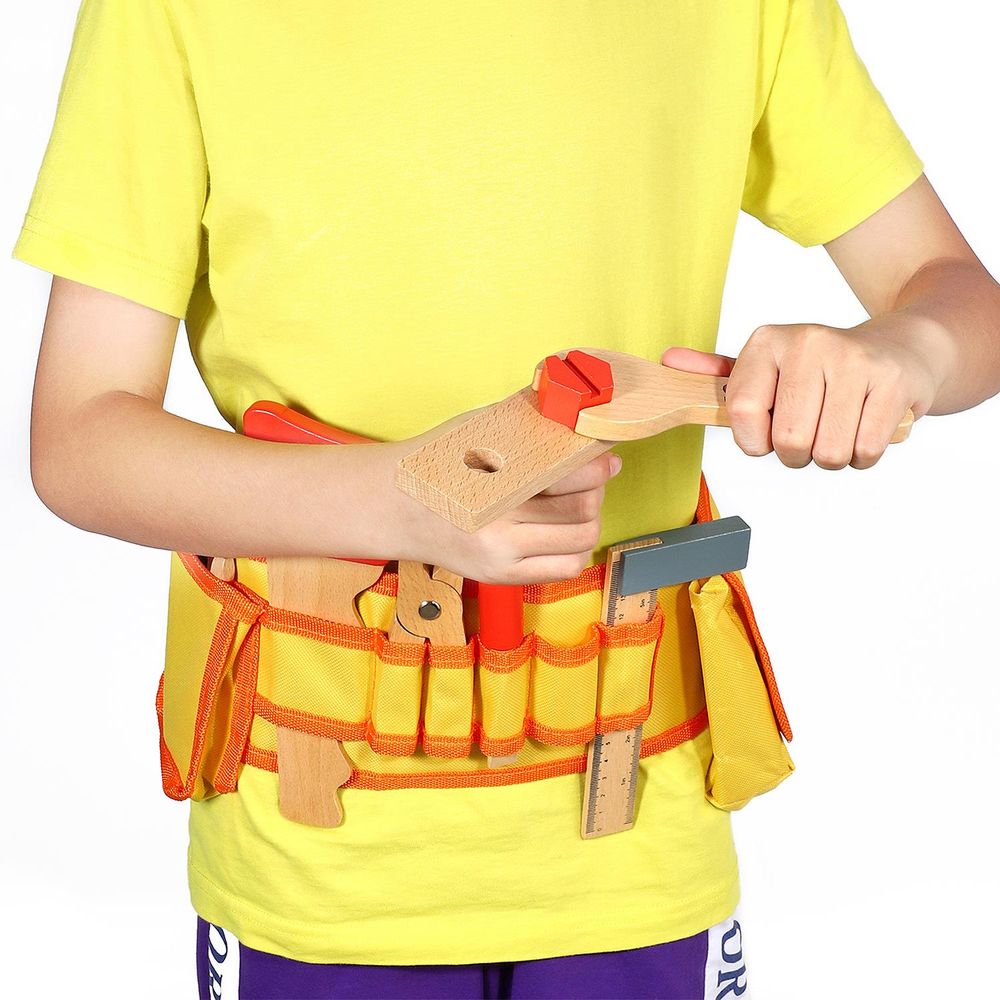 Wooden Toys Wooden Carpenter's Tool Belt with Wooden Tools SOKA Play Imagine Learn The Little Baby Brand