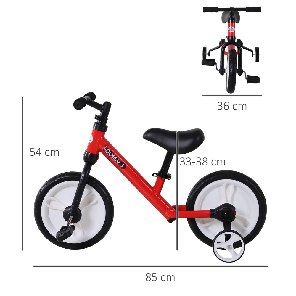 Kids Balance Training Bike Toy w/ Stabilizers For Child 2-5 Years Red HOMCOM Unbranded The Little Baby Brand