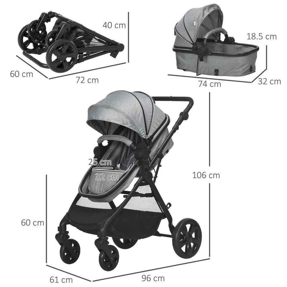 Pushchair Grey - Foldable Baby Pushchair with Fully Reclining Backrest Avasam The Little Baby Brand