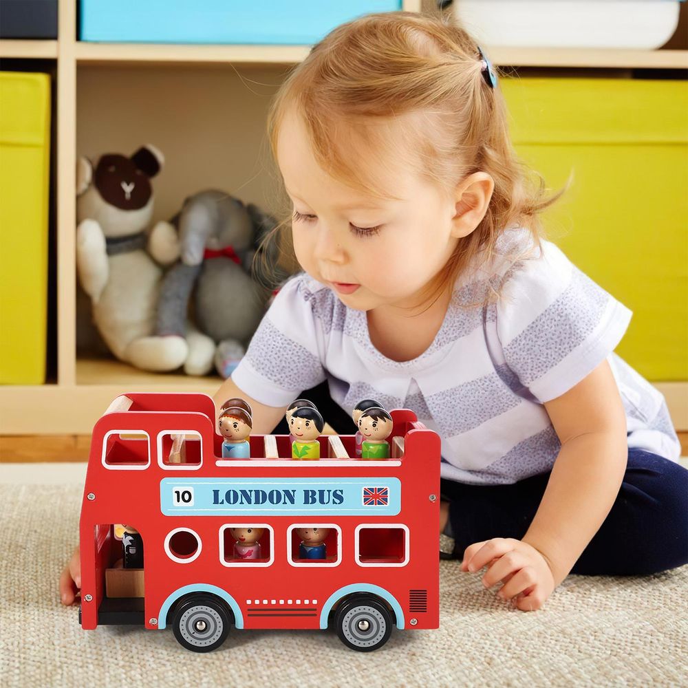 Toy Cars Wooden Double Decker Red London Bus SOKA Play Imagine Learn The Little Baby Brand