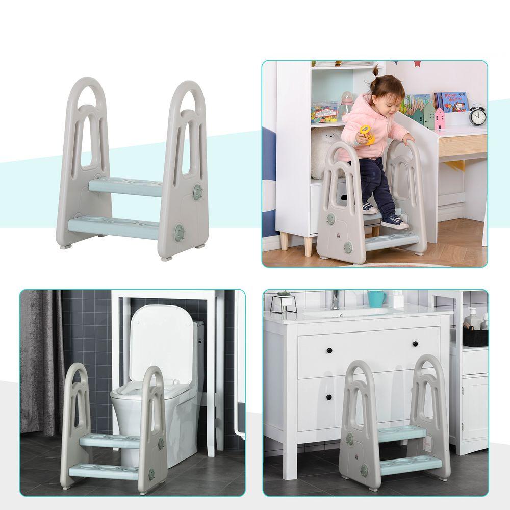 Two-Step Stool for Kids Toddlers with Handle for Toilet Potty Training HOMCOM Unbranded The Little Baby Brand