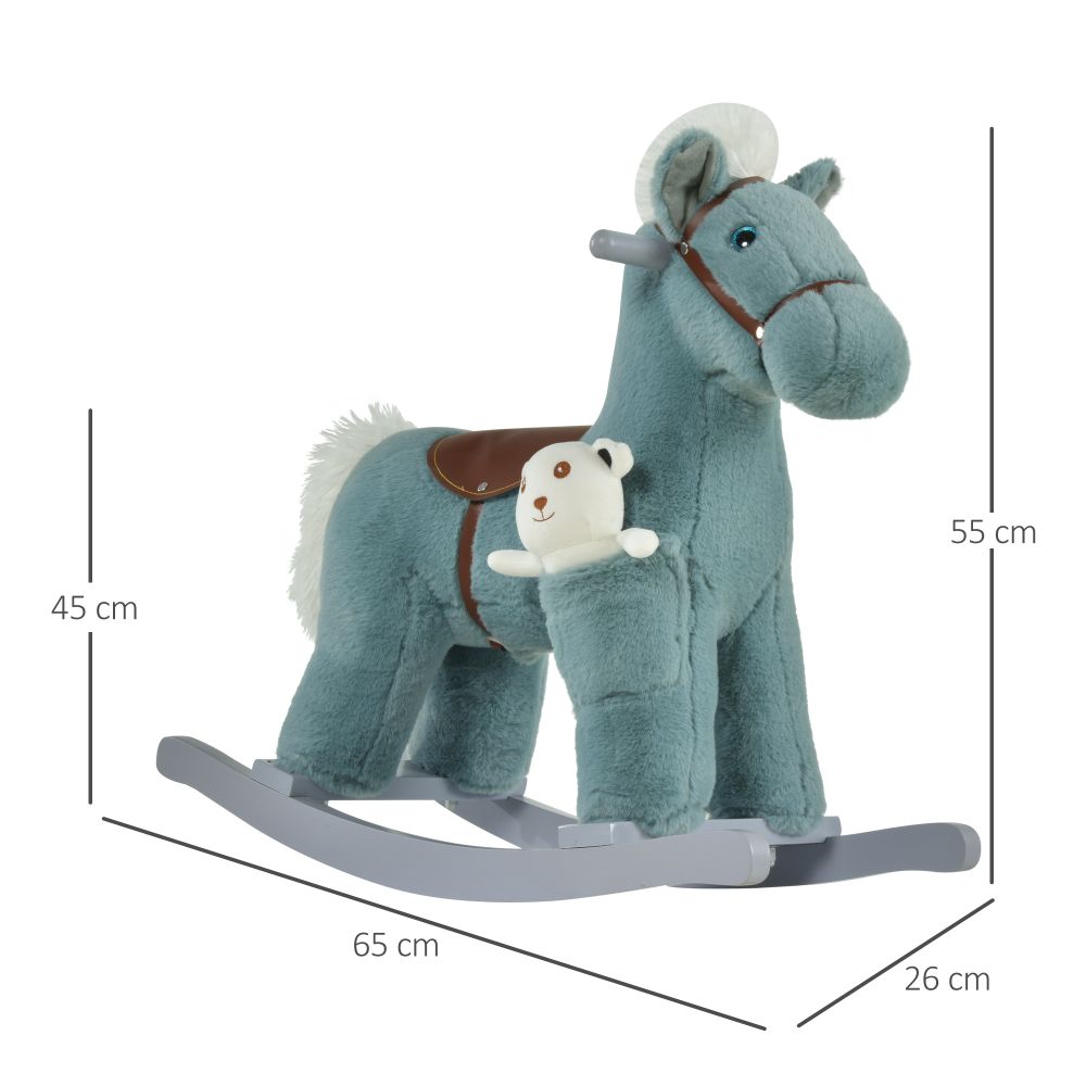 rocking horse Kids Plush Ride-On Rocking Horse with Plush Toy Sound Handle Grip Avasam The Little Baby Brand