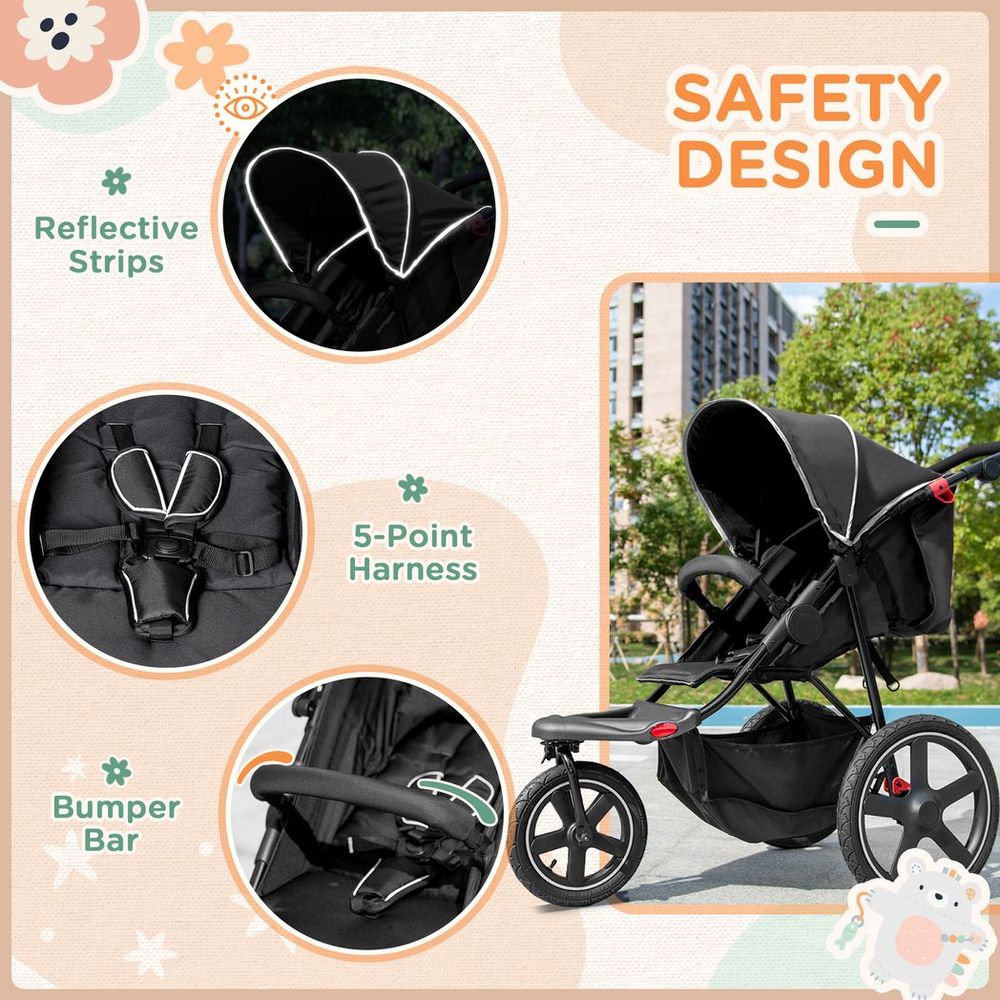 Pushchair Black Lightweight Pushchair with Reclining Backrest Avasam The Little Baby Brand