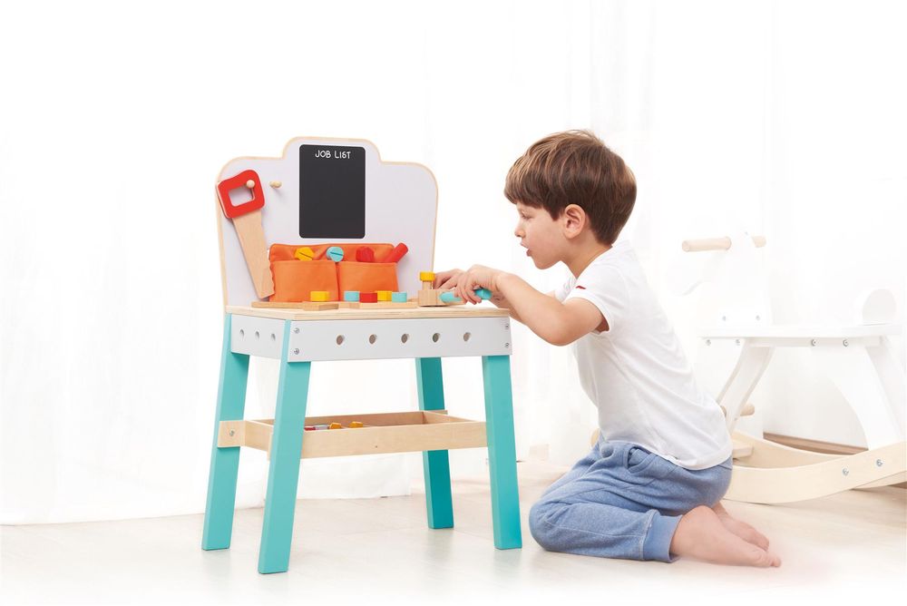 Wooden Toys Wooden Children's Carpentry Construction Work Bench Lelin The Little Baby Brand