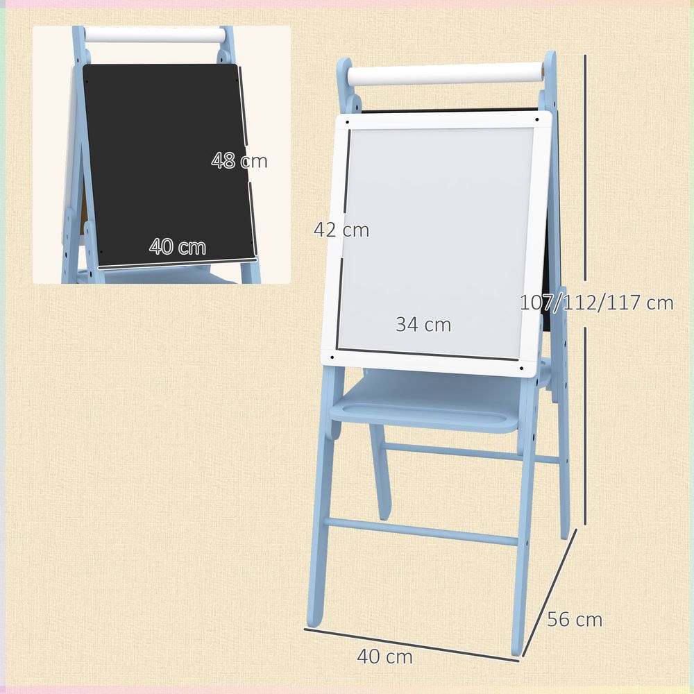 Art Easel for Kids, Double-Sided Whiteboard Chalkboard w/ Paper Roll - Blue AIYAPLAY The Little Baby Brand