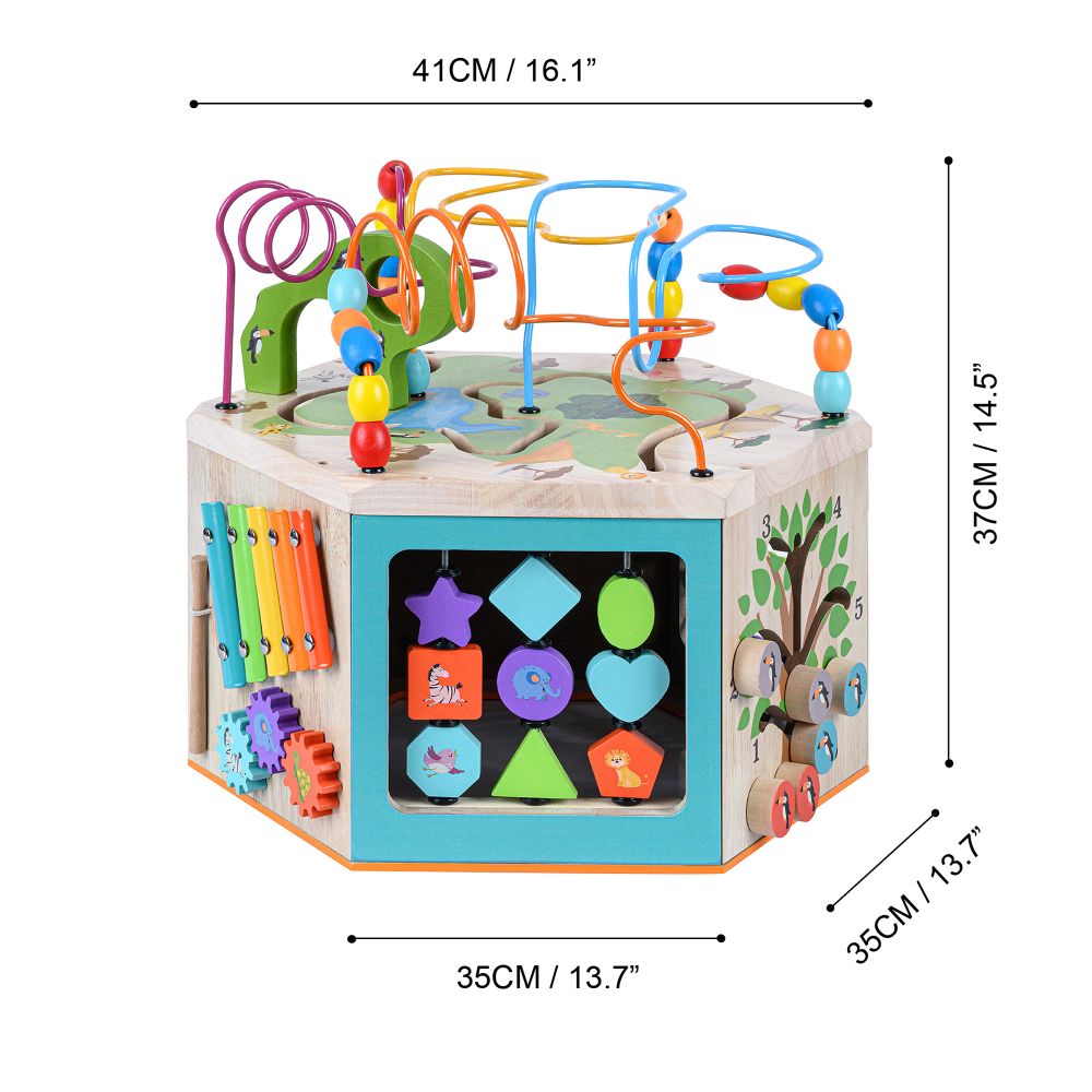 Baby activity toy 7-in-1 Large Childrens Wooden Activity Cube Teamson Kids The Little Baby Brand