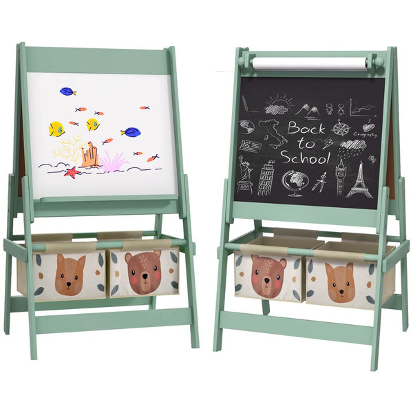 AIYAPLAY Kids Easel with Paper Roll, Blackboard, Whiteboard, Storage, Green AIYAPLAY The Little Baby Brand