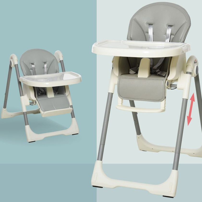 Foldable Baby High Chair Toddler Height Back Footrest Adjustable Grey HOMCOM Unbranded The Little Baby Brand