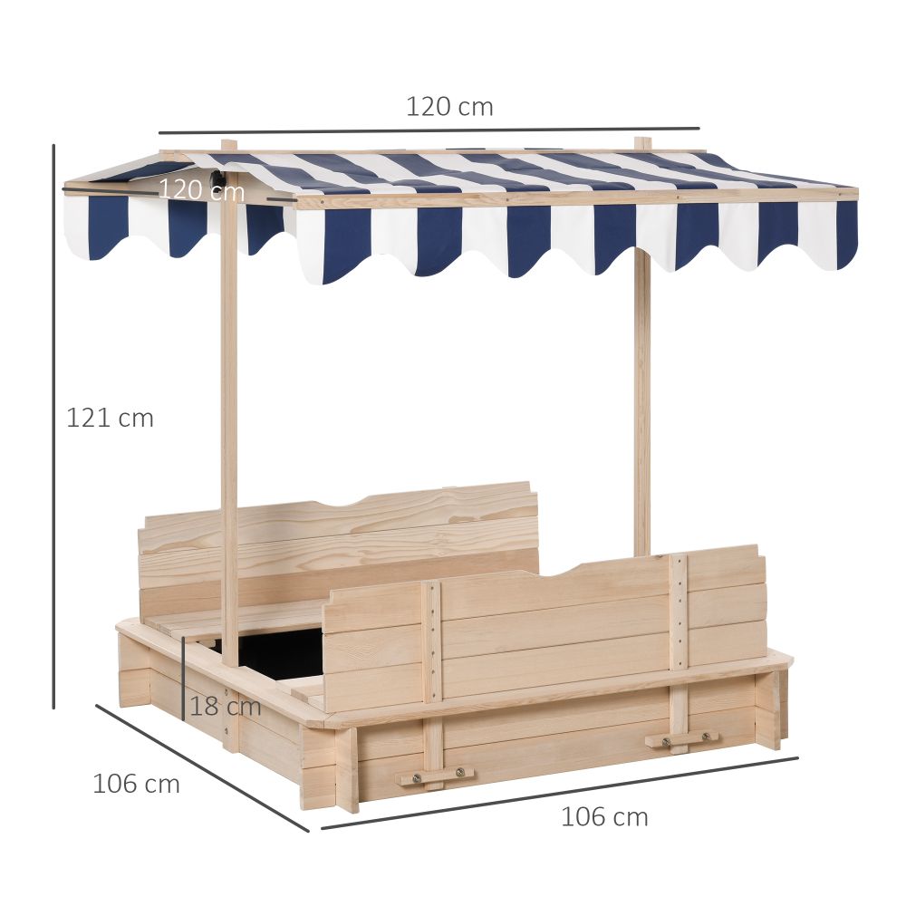 Covered Childrens Sandpit Children's Square Wooden Sandpit With Canopy Outsunny The Little Baby Brand