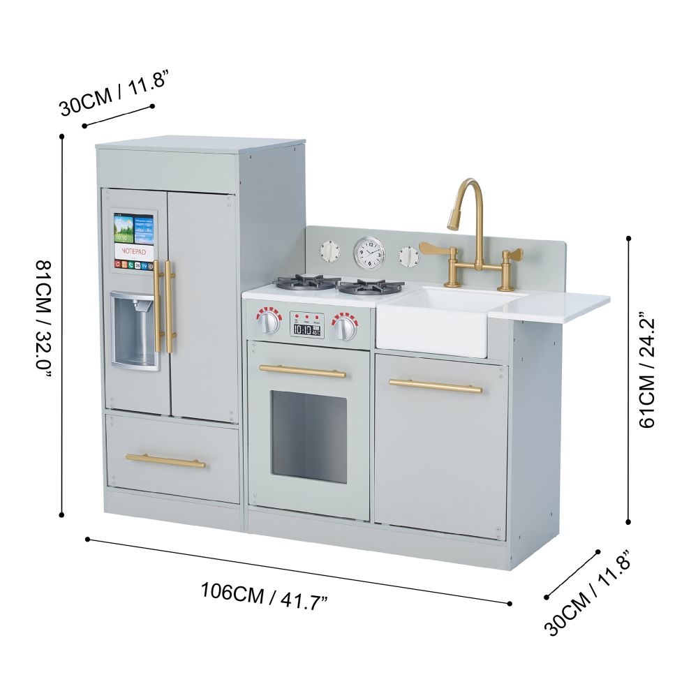 Large Wooden Toy Kitchen with Fridge and Ice Maker Teamson Kids The Little Baby Brand