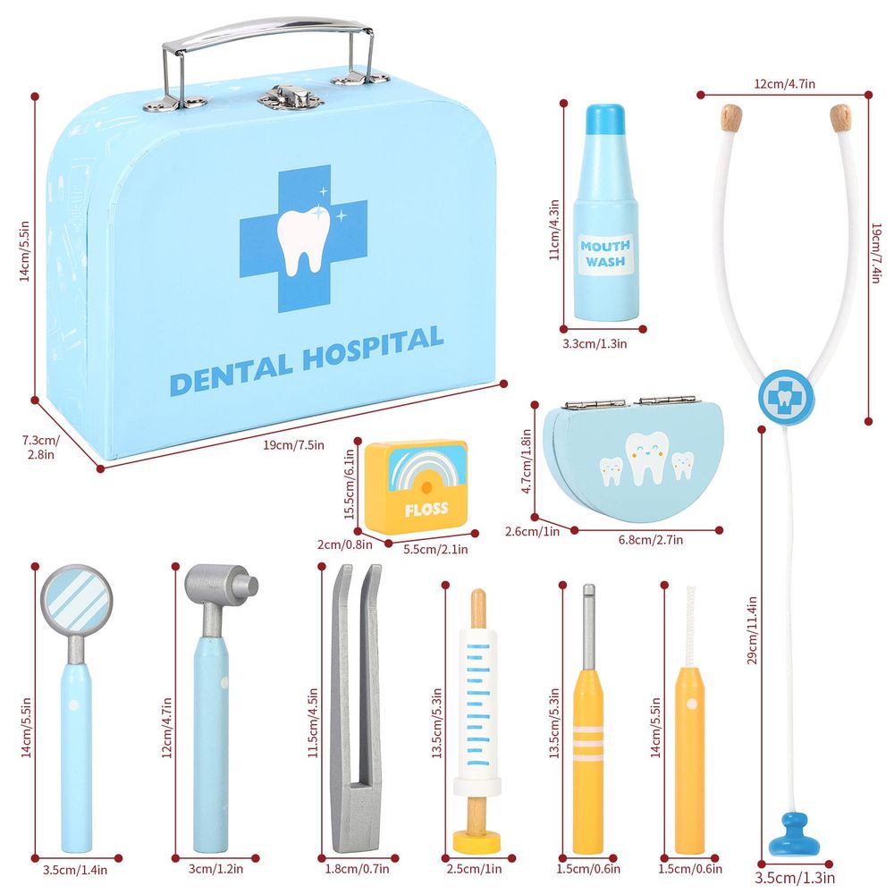 Wooden Toys Wooden Dental Hospital Pretend Play Kit SOKA Play Imagine Learn The Little Baby Brand