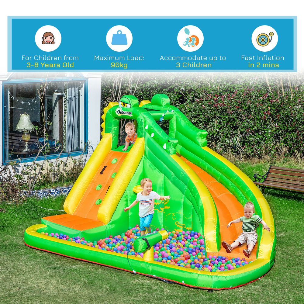 Kids Bouncy Castle with Slide Pool Basket Gun Climbing Wall W/ Blower Unbranded The Little Baby Brand