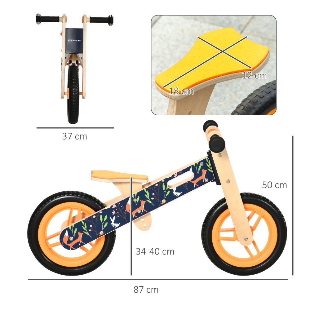 Balance Bikes Fox Kids Wooden Balance Bike with Adjustable Seat Avasam The Little Baby Brand