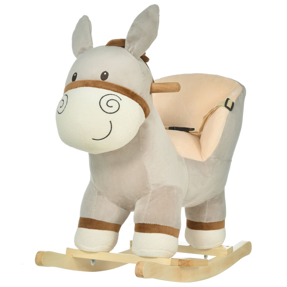 Cute Kids Ride-On Rocking Donkey Sound Handlebars Seat Belt Plush Body HOMCOM Unbranded The Little Baby Brand