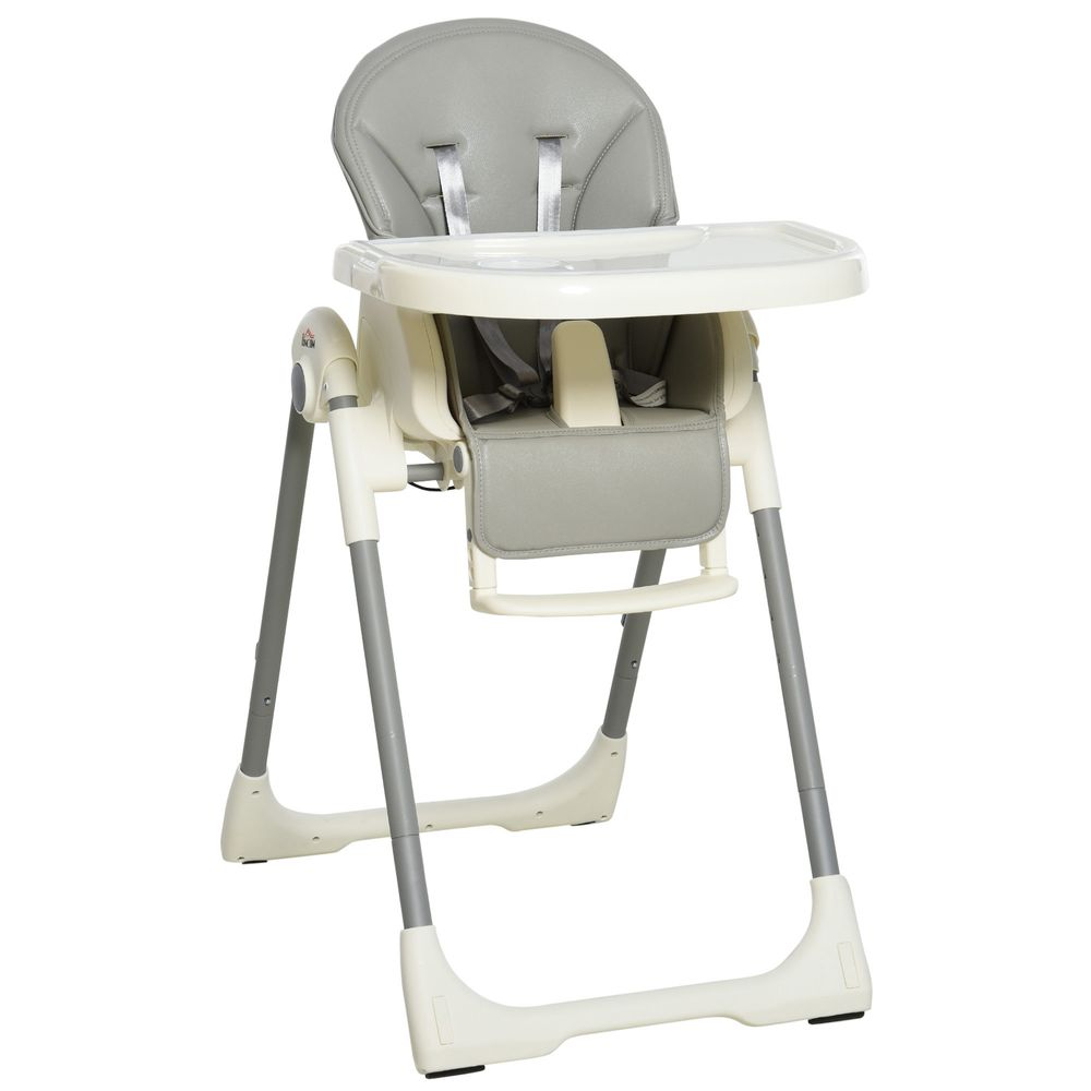 Foldable Baby High Chair Toddler Height Back Footrest Adjustable Grey HOMCOM Unbranded The Little Baby Brand