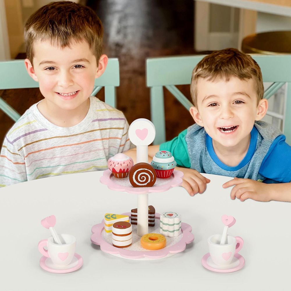 Wooden Toys Wooden Toy Dessert and Cake Stand SOKA Play Imagine Learn The Little Baby Brand